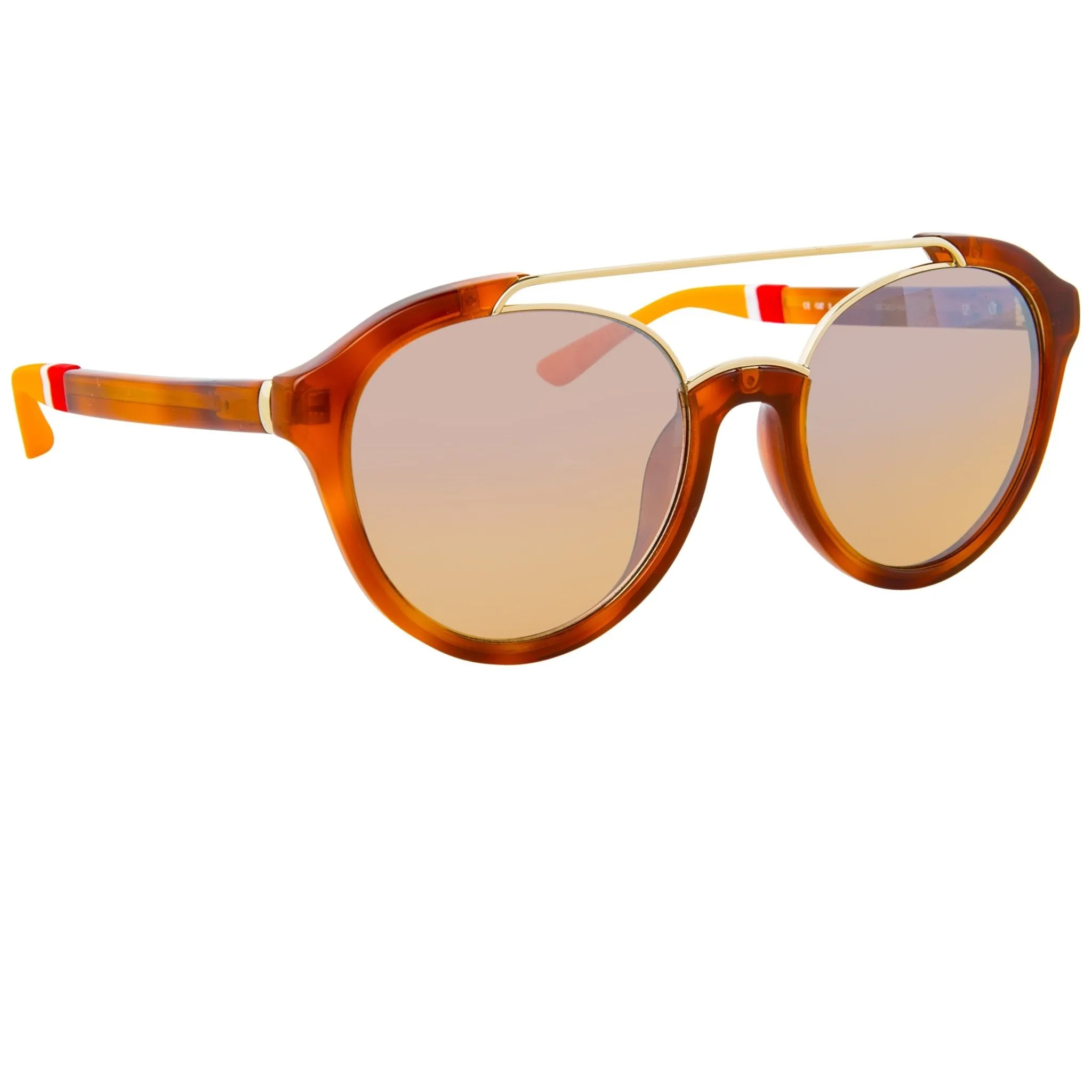 Orlebar Brown Sunglasses Round Amber Tortoise Shell and Orange OB42C3SUN