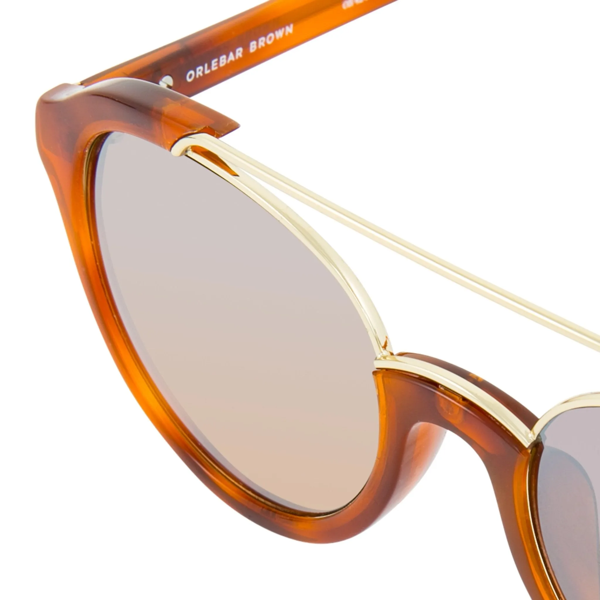 Orlebar Brown Sunglasses Round Amber Tortoise Shell and Orange OB42C3SUN