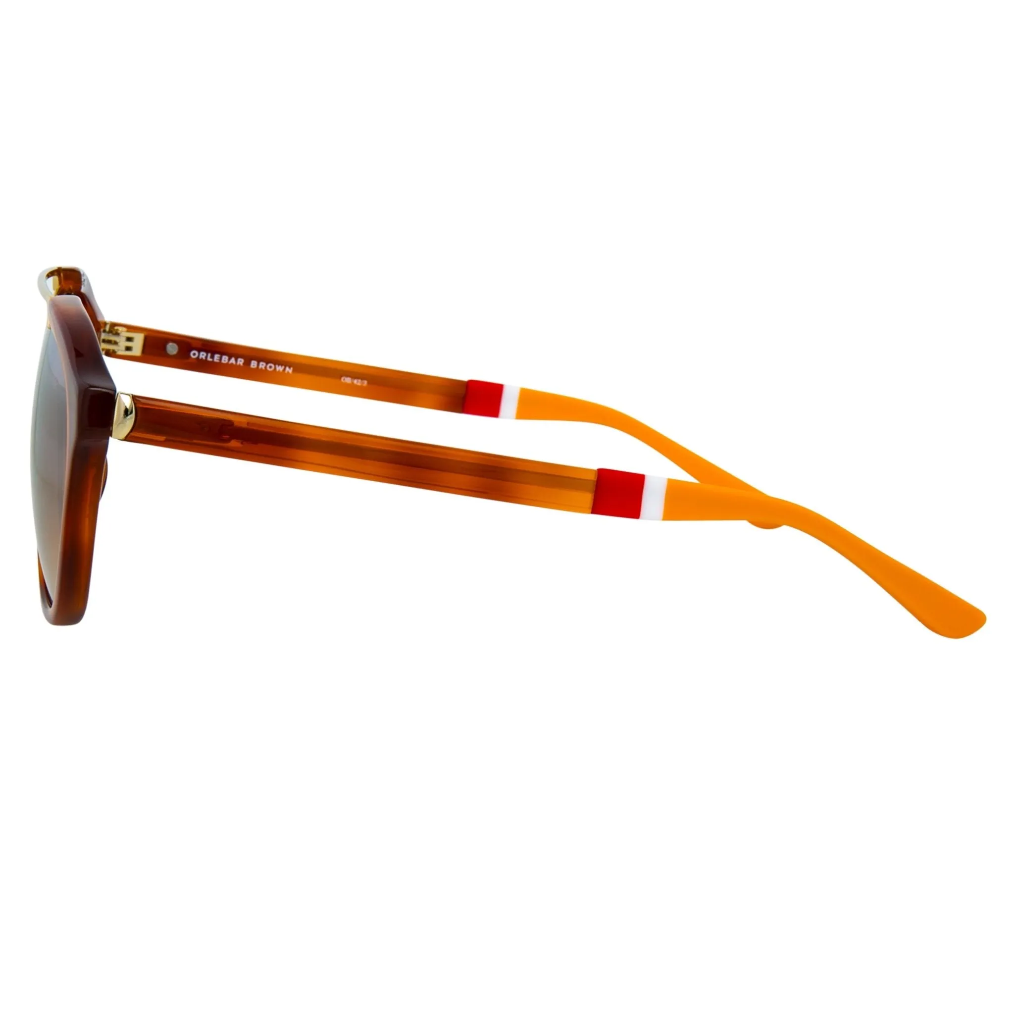 Orlebar Brown Sunglasses Round Amber Tortoise Shell and Orange OB42C3SUN