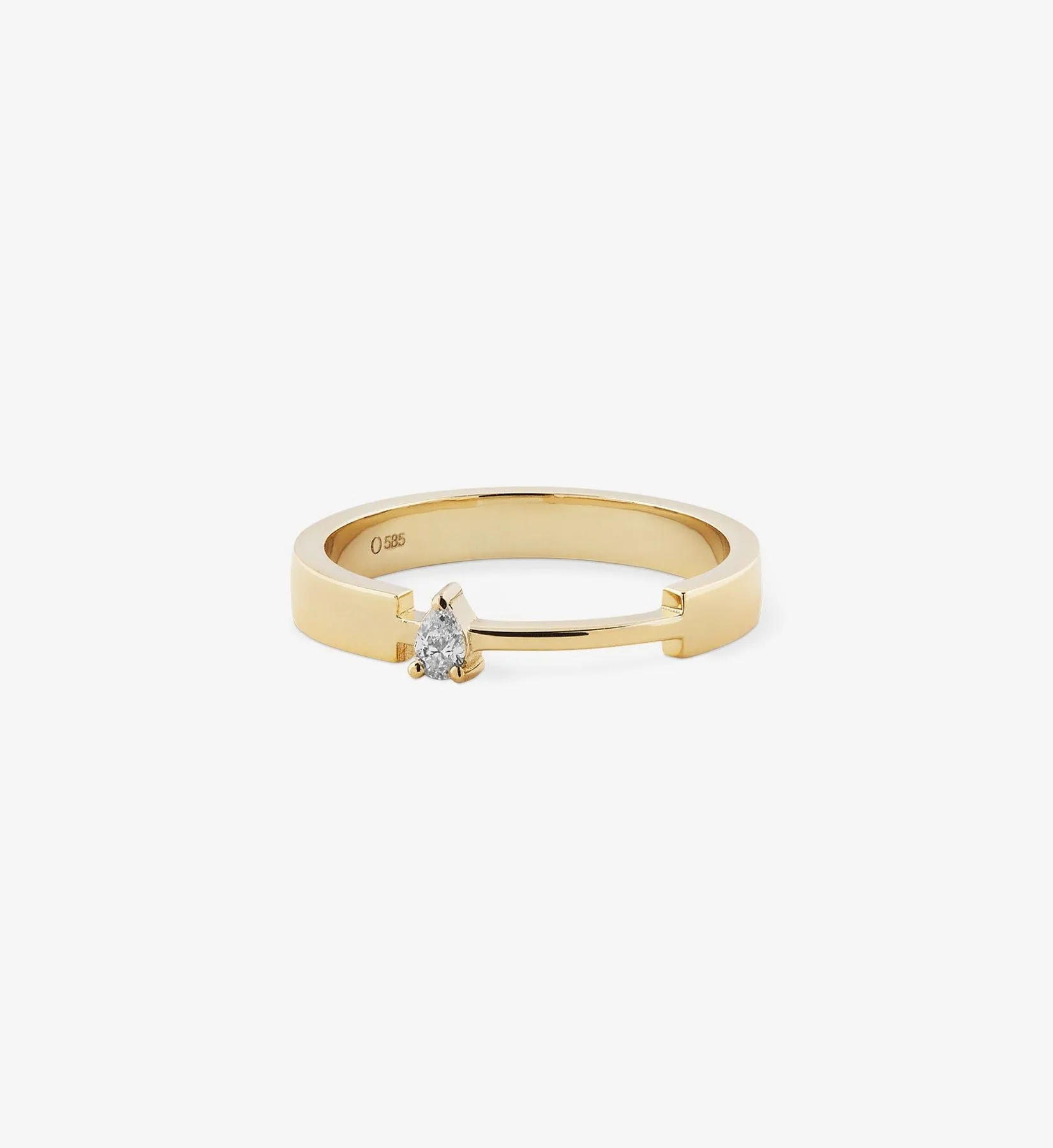 Pear Diamond Bold Ring 0.08