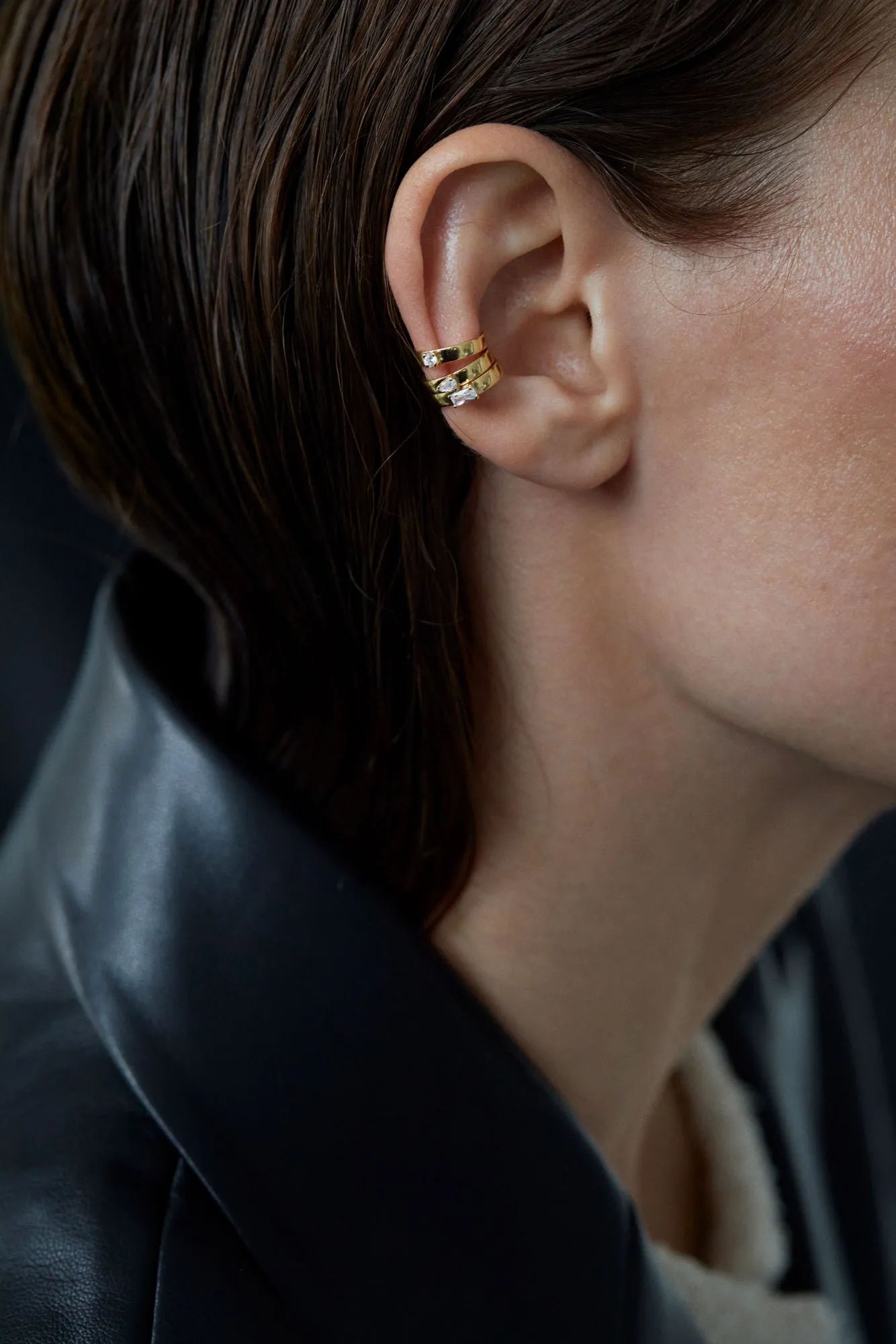 Pear Ear Cuff 18K Whitegold Ear Cuffs w. Lab-Grown Diamond
