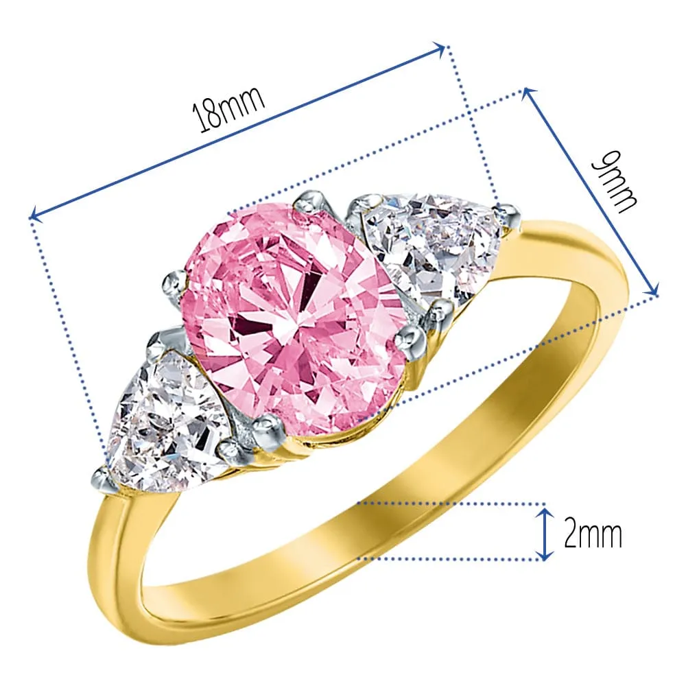 Pink Oval Trillion Ring