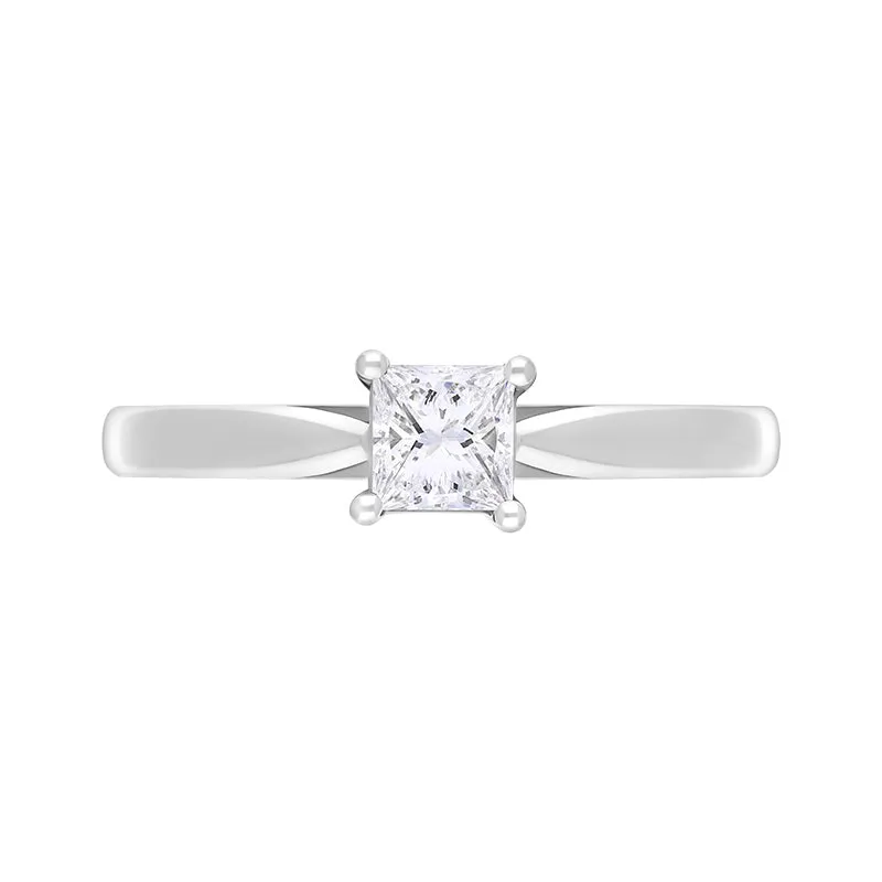 Platinum 0.40ct Diamond GIA Certified Princess Cut Solitaire Ring