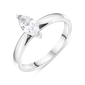 Platinum 0.50 Diamond Solitaire Marquise Cut Ring Size M GIA FVS2