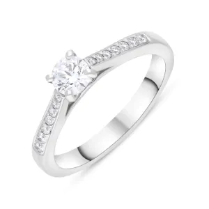 Platinum .11 Diamond .32 Diamond Solitaire 4 Claw Dia Shank Ring Size L GIA FVS2