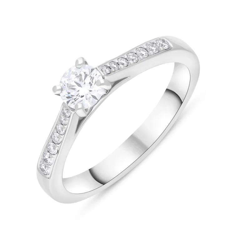 Platinum .11 Diamond .32 Diamond Solitaire 4 Claw Dia Shank Ring Size L GIA FVS2