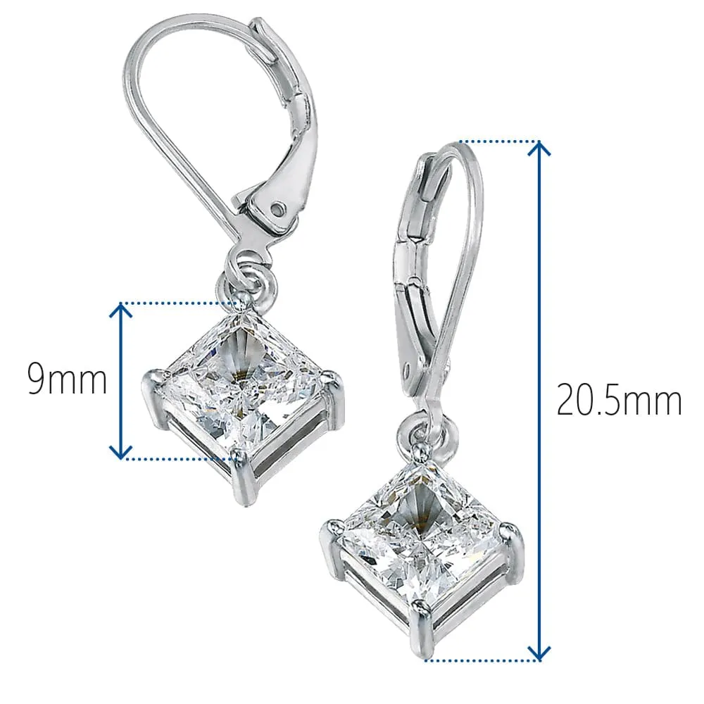 Princess Cut  Drop Earrings