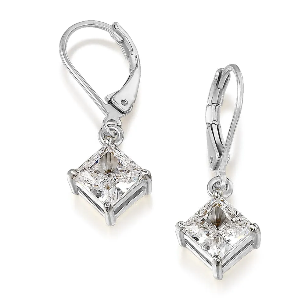 Princess Cut  Drop Earrings