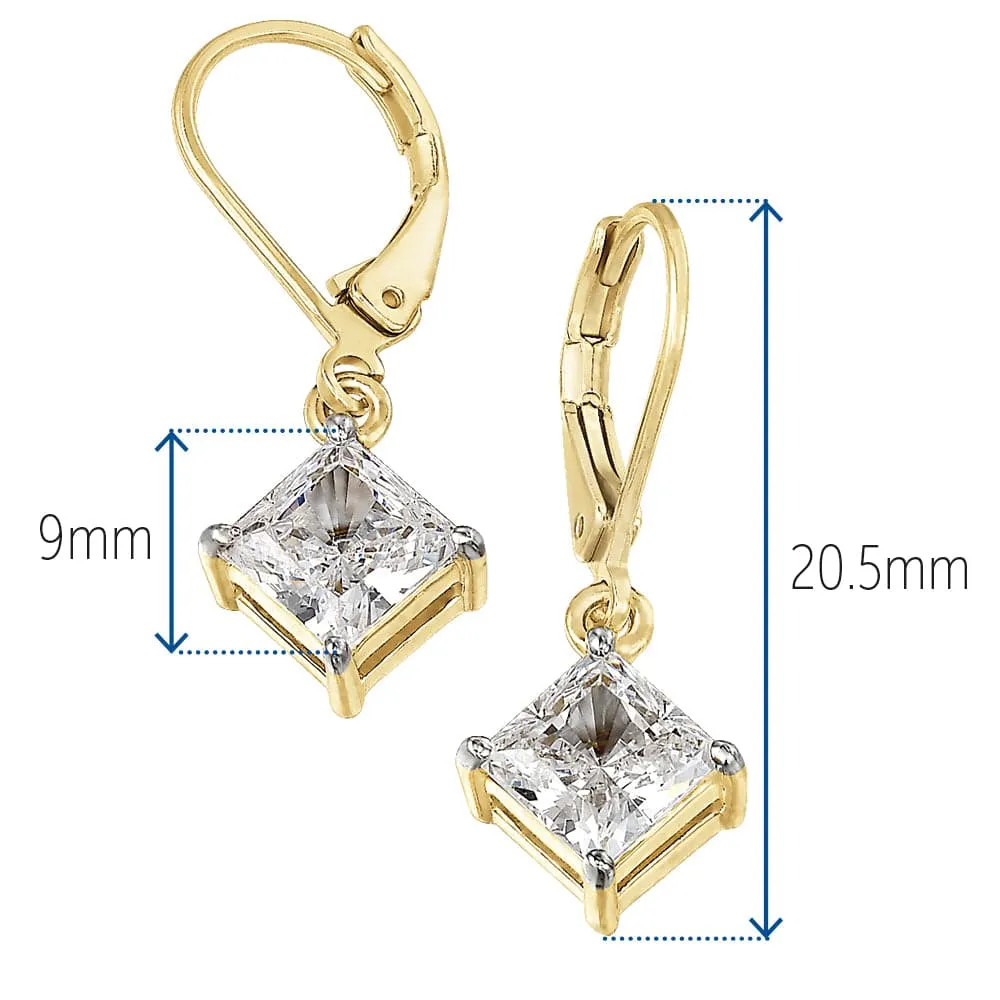 Princess Cut  Drop Earrings