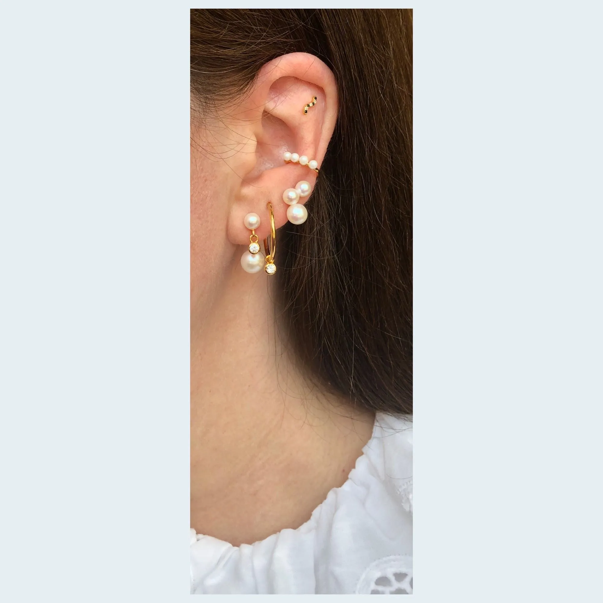Pure Shore 18K Gold Plated Stud w. White Pearls