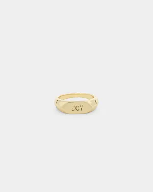 Raising Hell Women's Text Boy Ring Gold