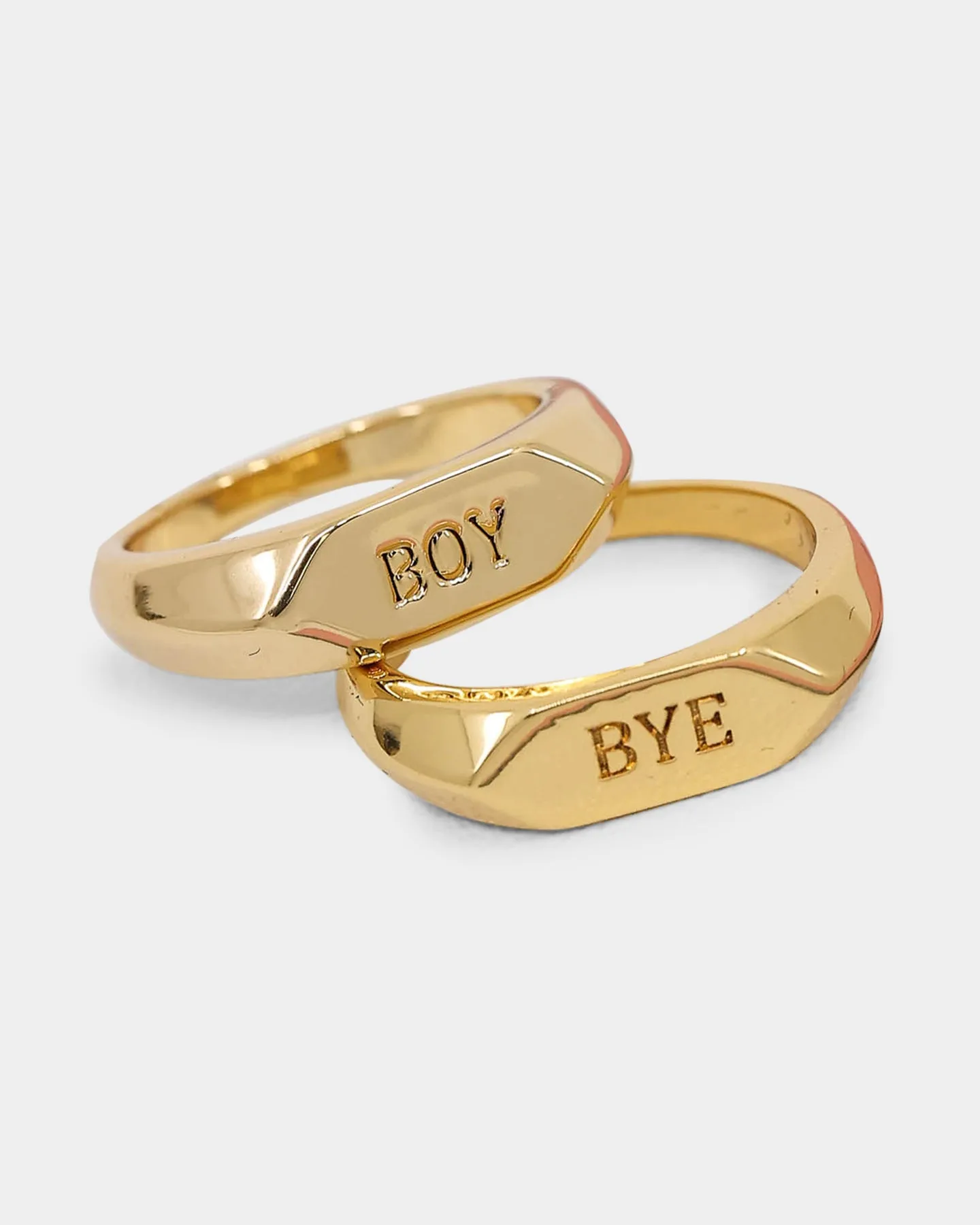 Raising Hell Women's Text Boy Ring Gold