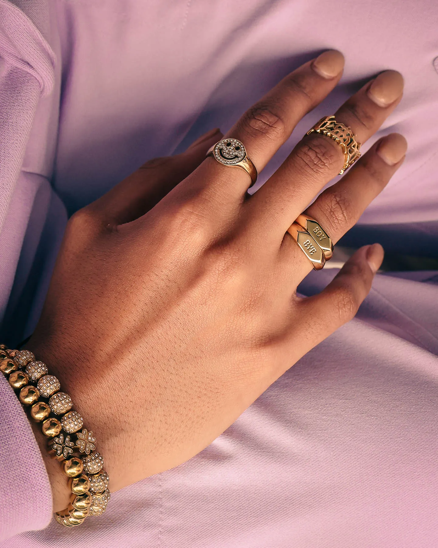 Raising Hell Women's Text Boy Ring Gold