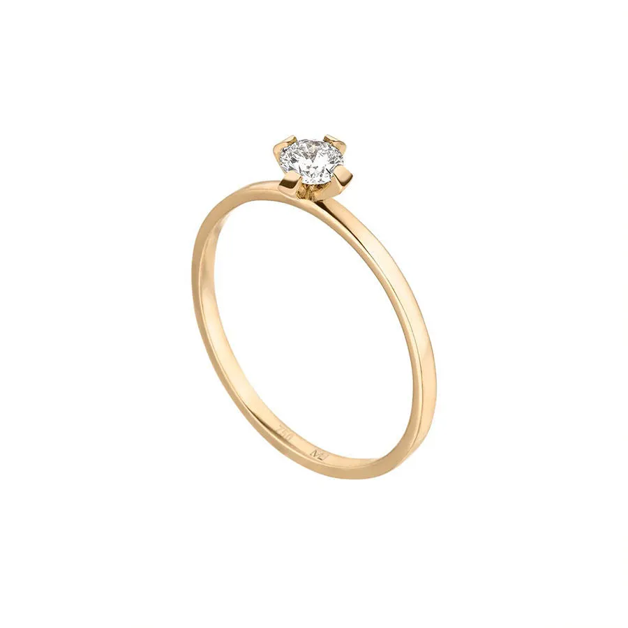ReMind medium Solitaire 18K Gold Ring w. Lab-Grown Diamond