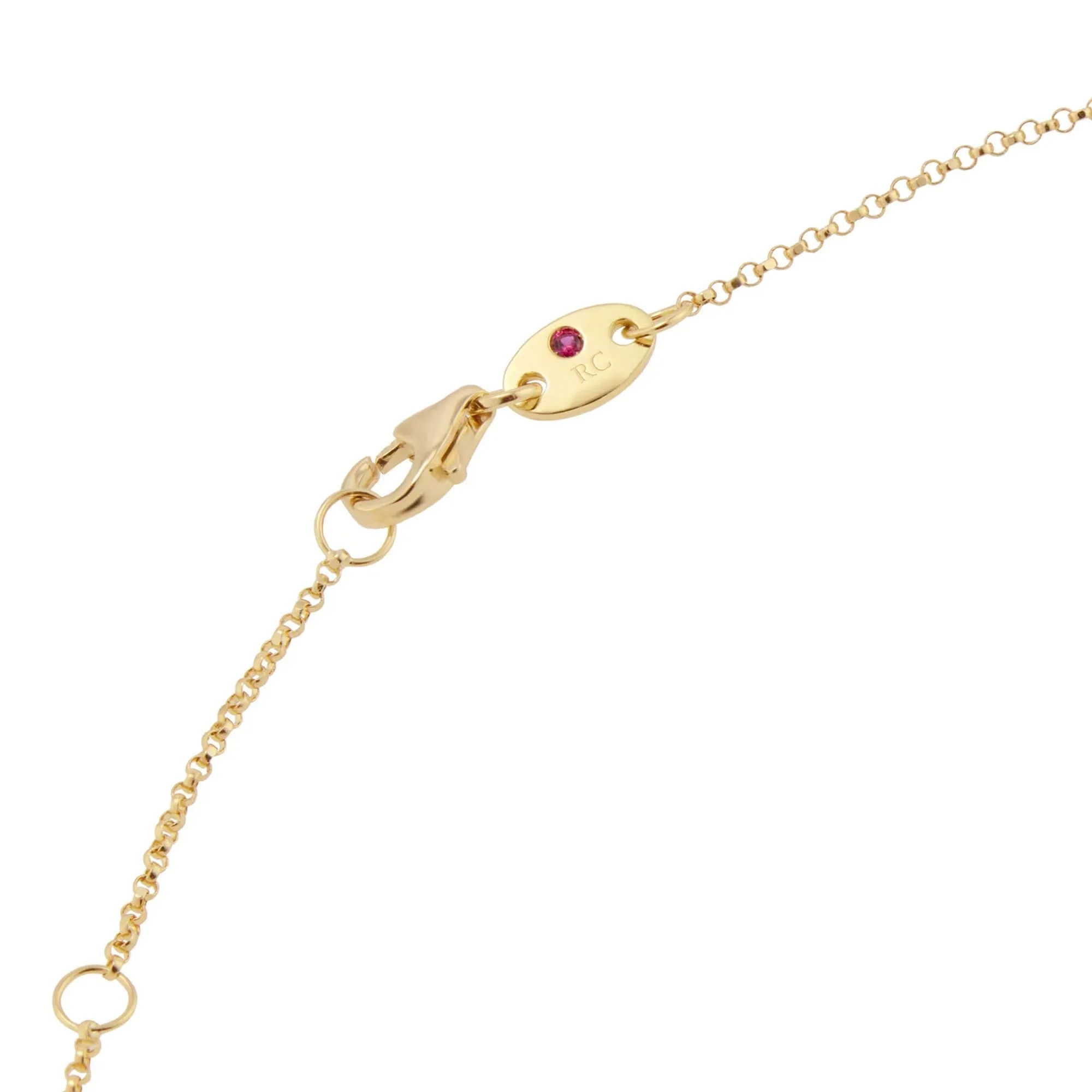 Roberto Coin 18ct Yellow Gold 0.18ct Diamond, Ruby & Rhodonite Princess Flower Necklace