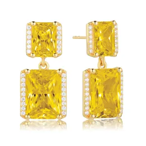 Roccanova Grande 18K Gold Plated Earrings w. White & Yellow Zirconias