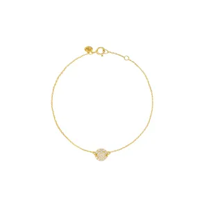 Round Pave 18K Gold Bracelet w. Diamonds