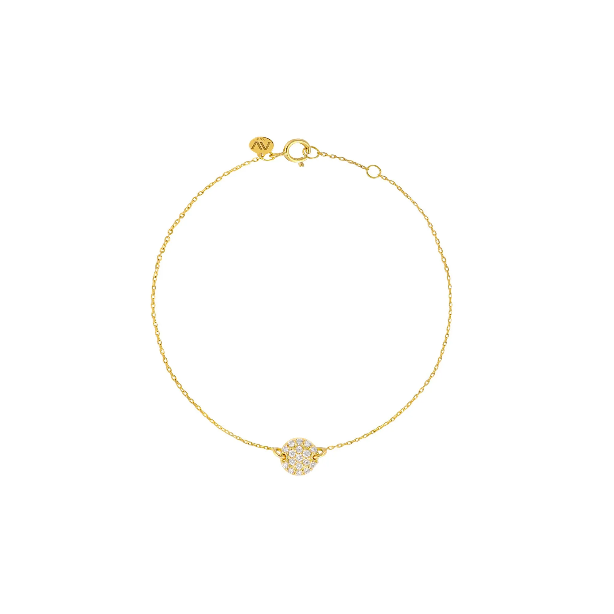 Round Pave 18K Gold Bracelet w. Diamonds