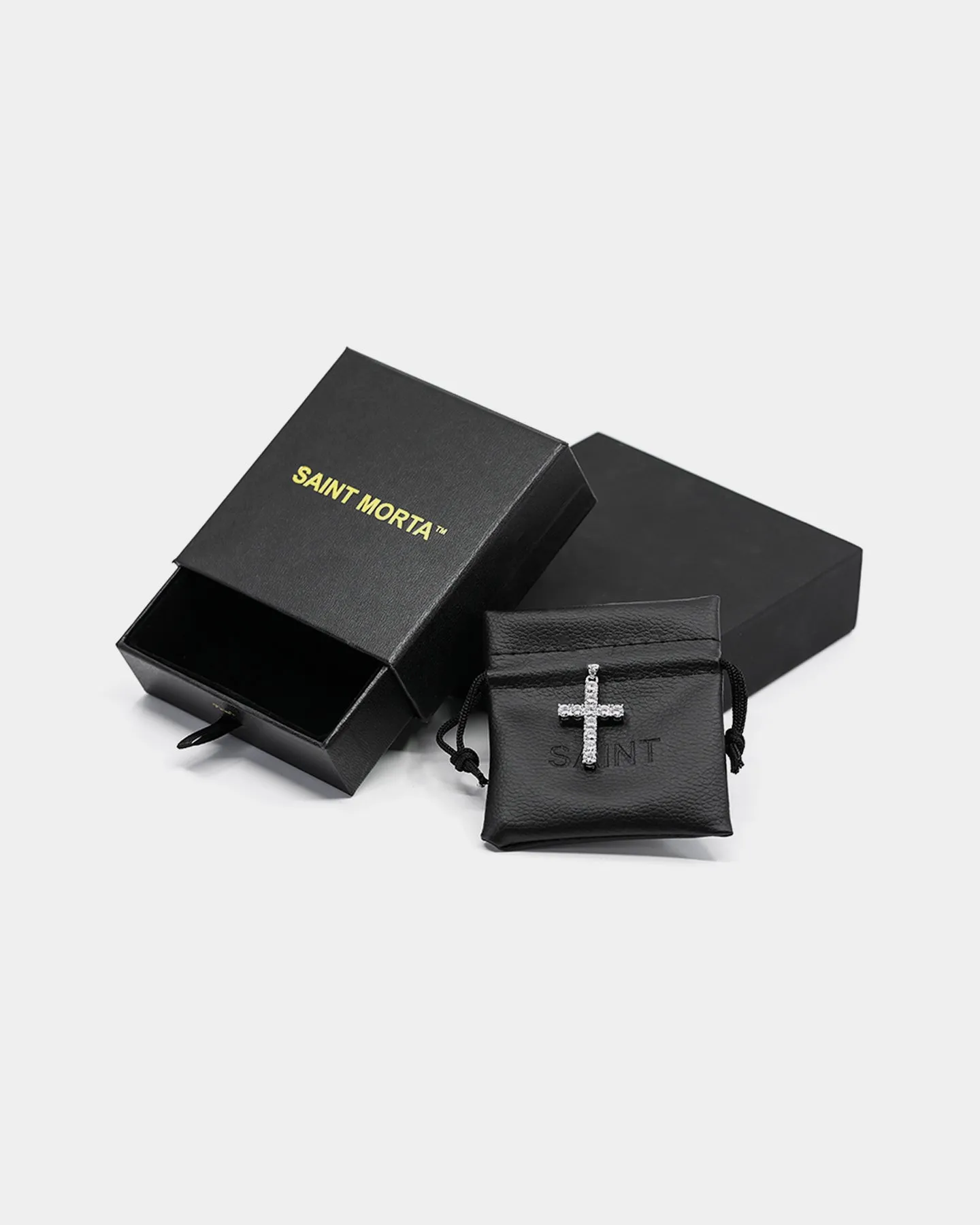 Saint Morta Iced Cross Pendant White Gold