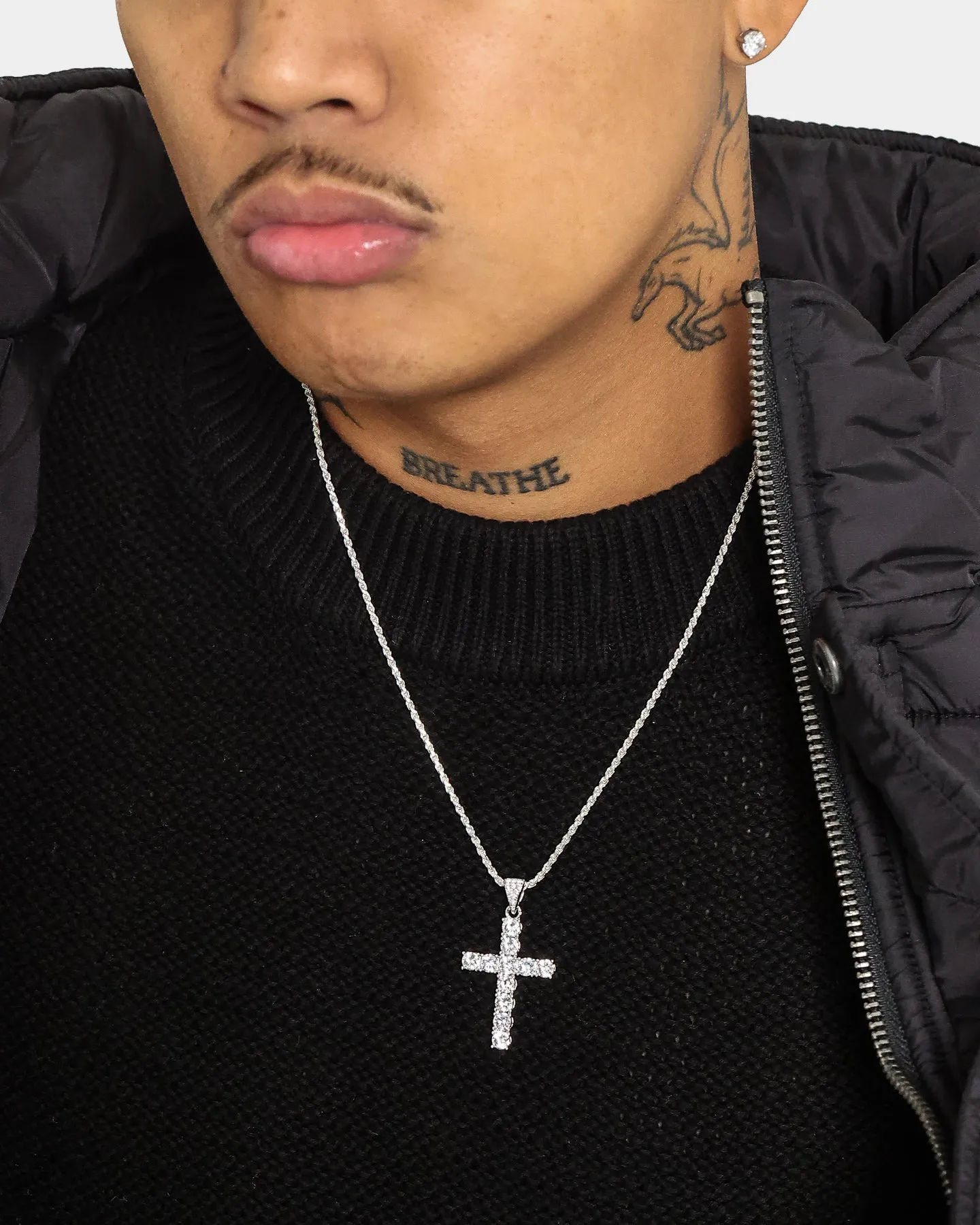 Saint Morta Iced Cross Pendant White Gold
