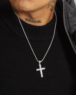 Saint Morta Iced Cross Pendant White Gold