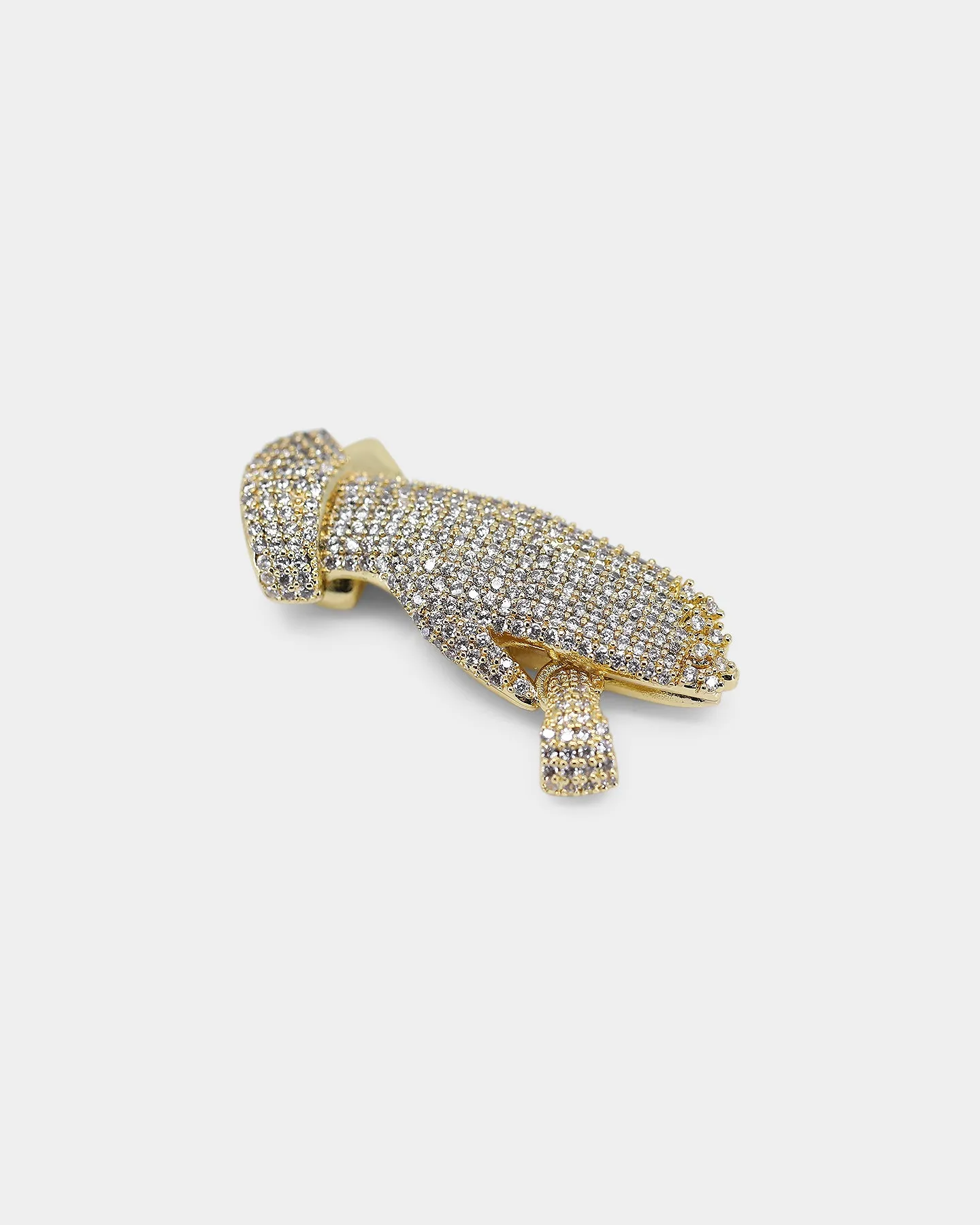 Saint Morta Iced Praying Hands Pendant Iced Gold