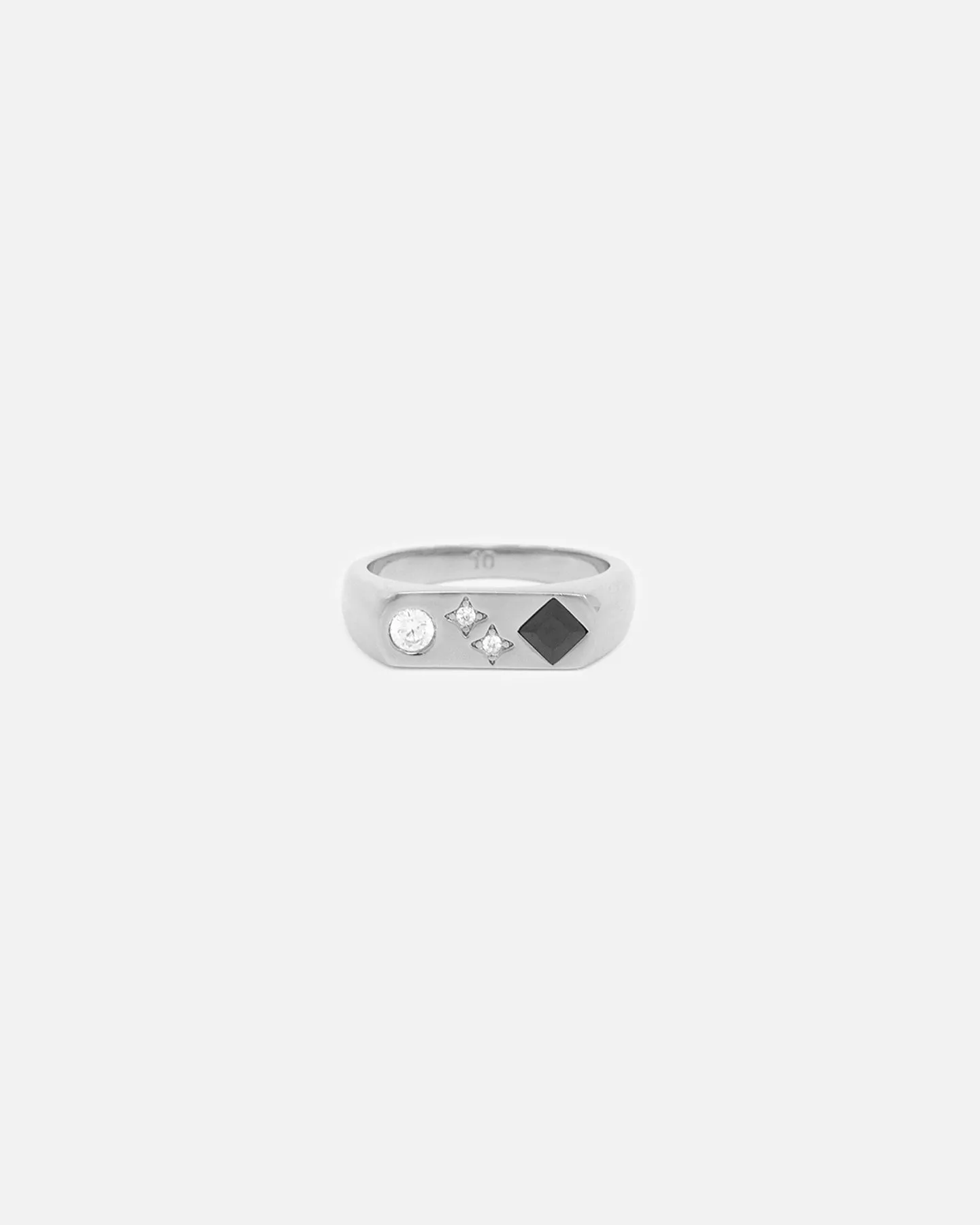 Saint Morta Iced Stars Signet Ring White Gold
