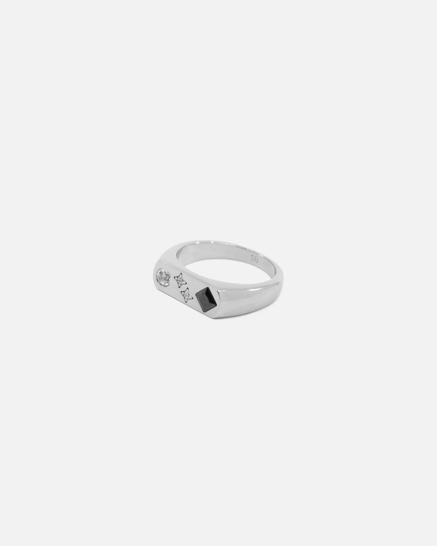 Saint Morta Iced Stars Signet Ring White Gold