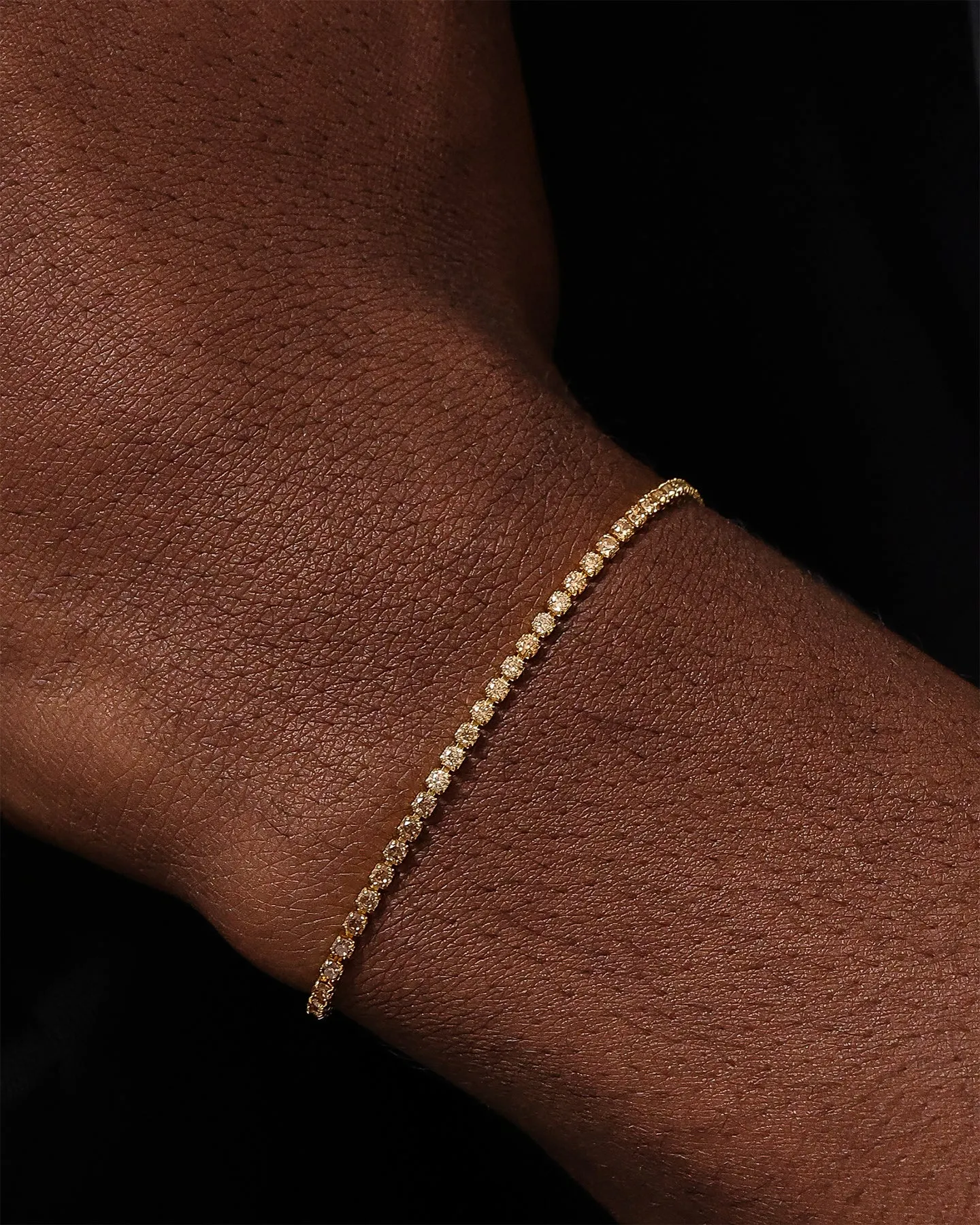 Saint Morta Micro Coloured Tennis Bracelet Gold/Brown