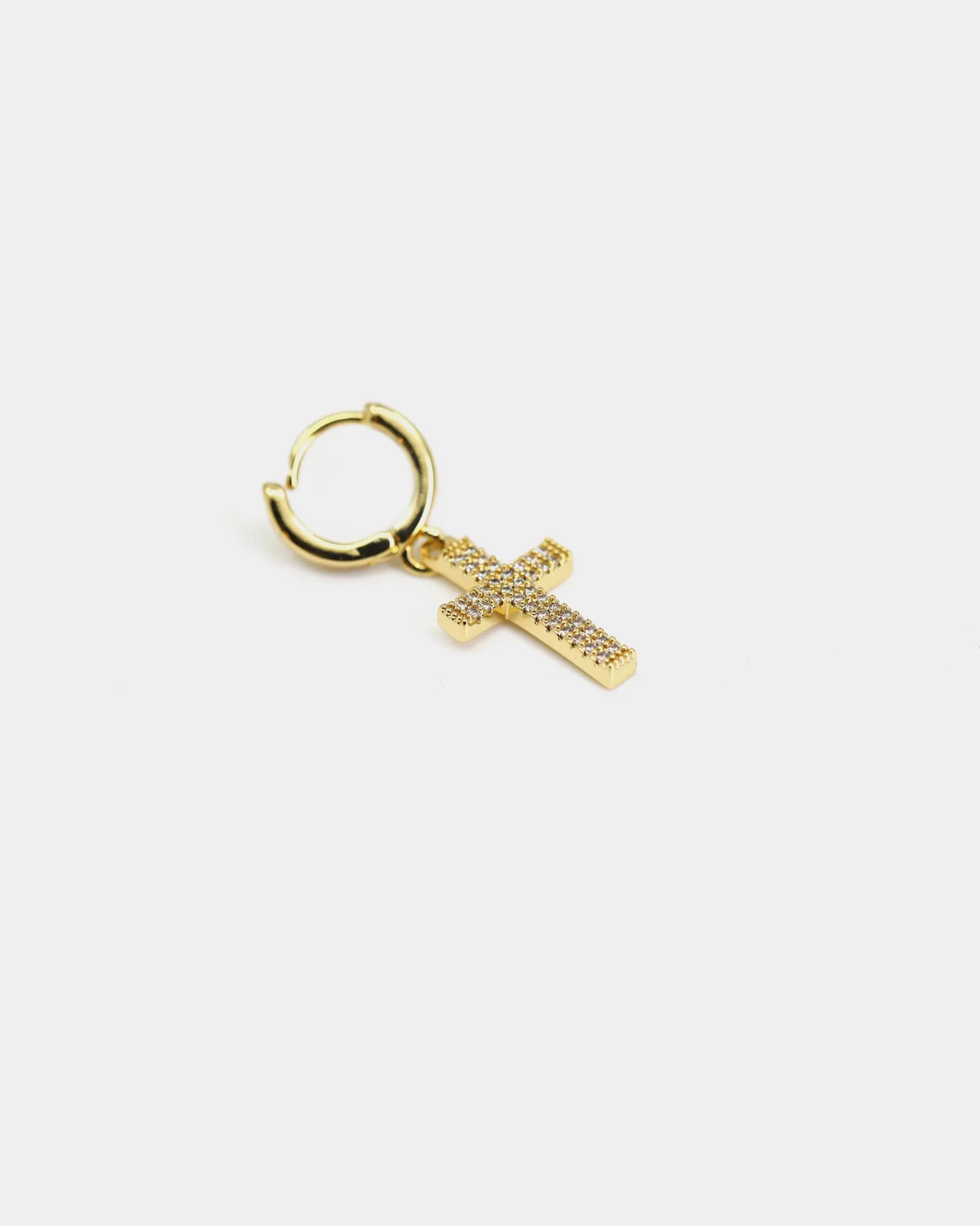 Saint Morta Mini Cross Earring Iced Gold