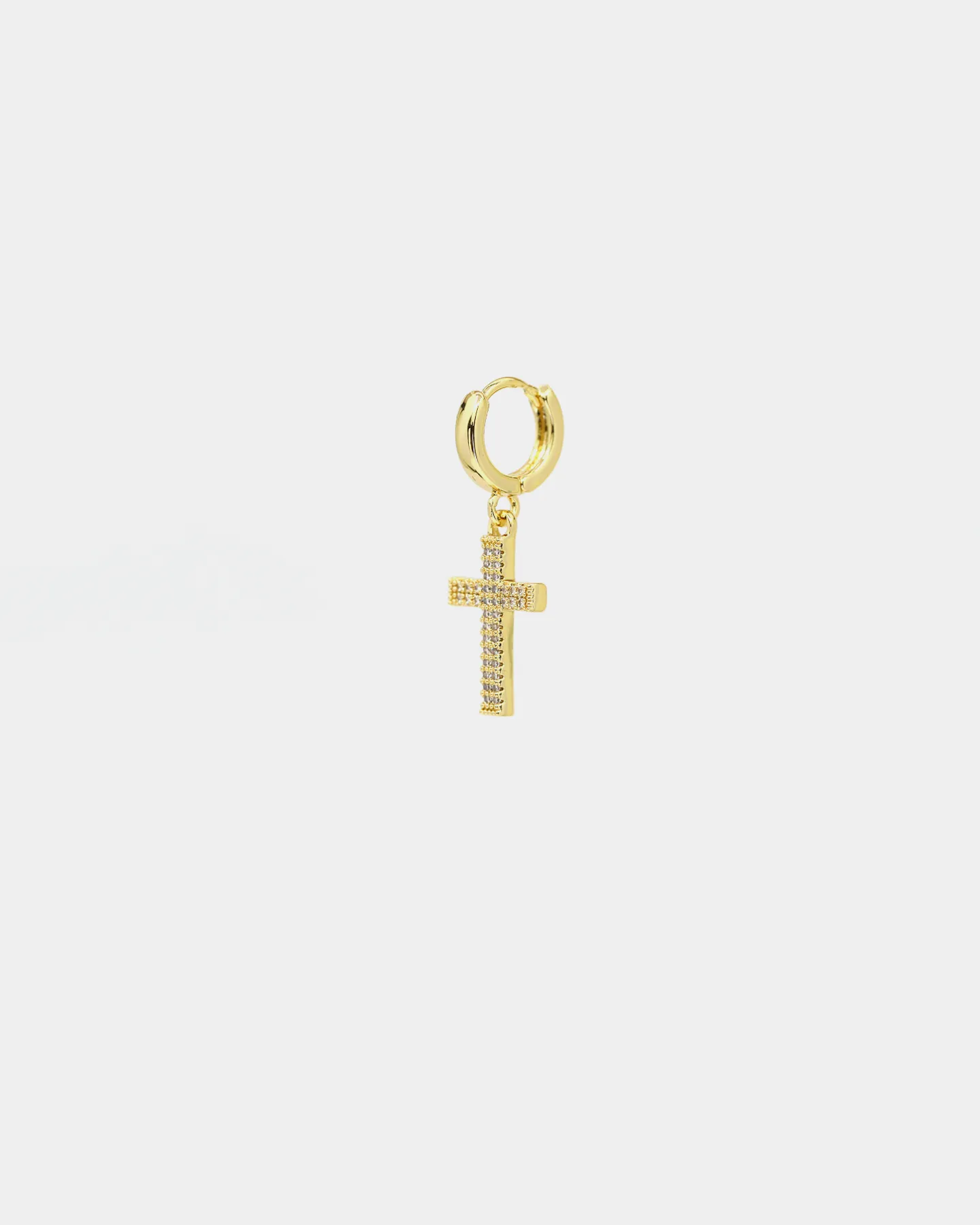 Saint Morta Mini Cross Earring Iced Gold