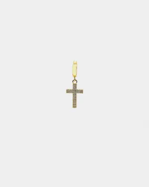 Saint Morta Mini Cross Earring Iced Gold