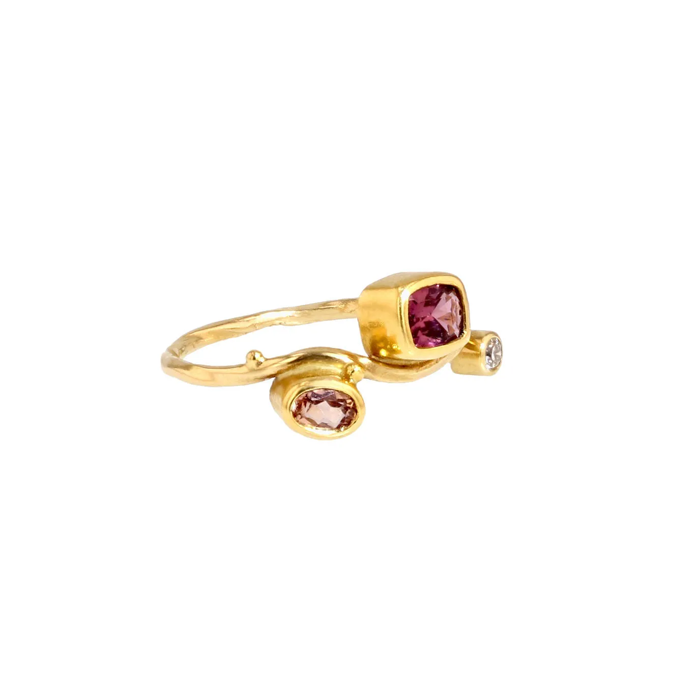 Seafire 18K & 22K Gold Ring w. Diamond, Sapphire & Topaz
