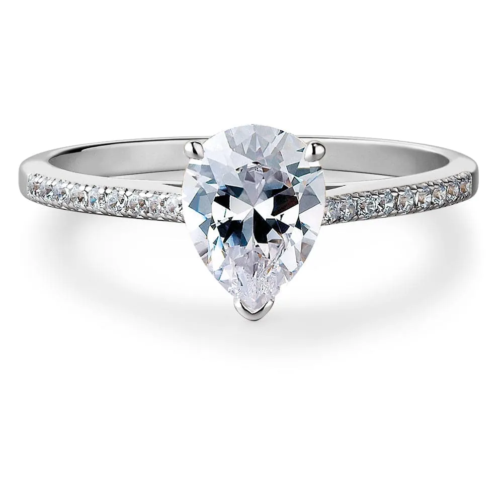 Shining Pear Cut Solitaire Ring