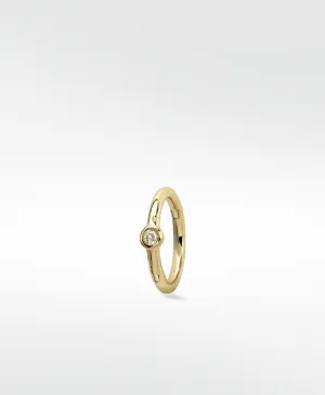 Simple Solitaire 14K Gold Hoop w. Lab-Grown Diamond