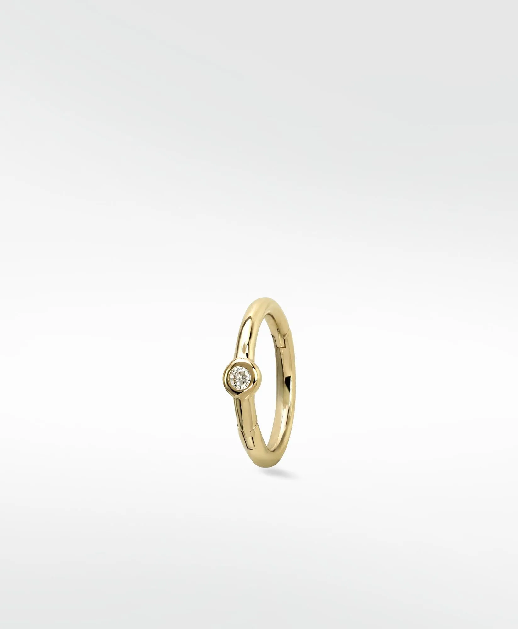 Simple Solitaire 14K Gold Hoop w. Lab-Grown Diamond