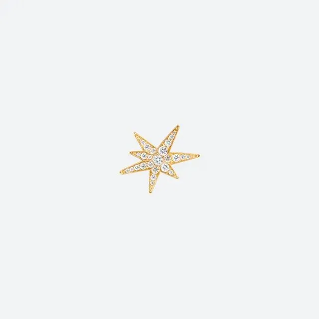 Small Funky Shooting Stars 18K Gold Stud w. Diamonds