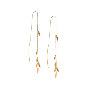 Small Leaves 14K Gold Earrings