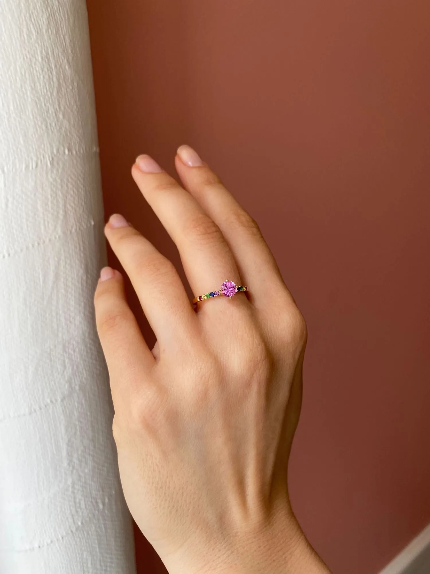 SOLD OUT Monara Rosa 18K Gold Ring w. Sapphires