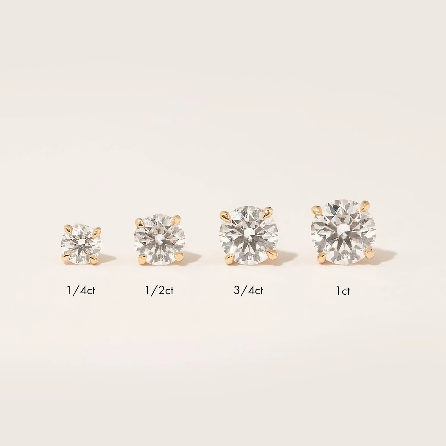 Solitaire Round Brilliant 14K Whitegold Studs w. Lab-Grown Diamonds