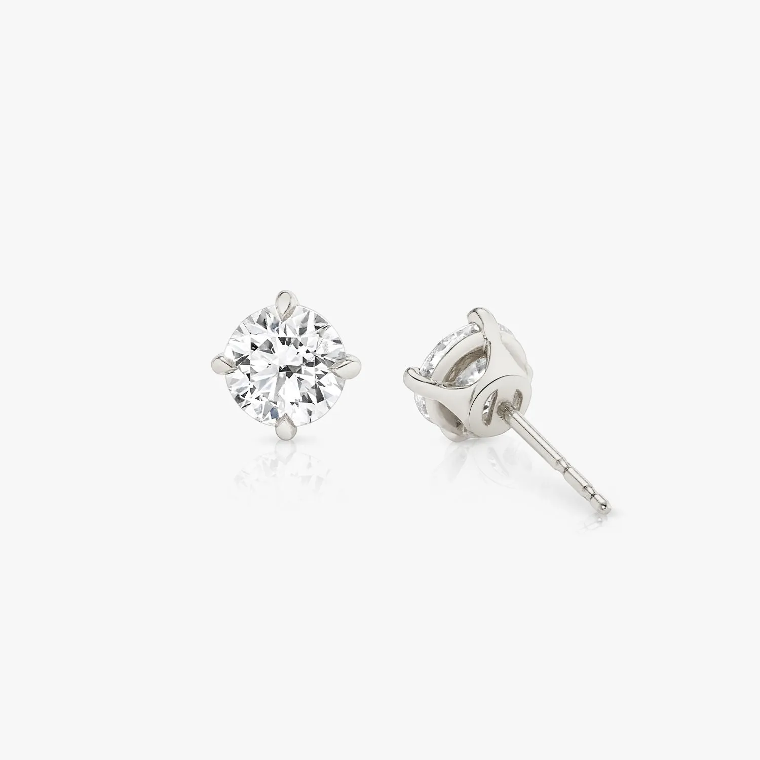 Solitaire Round Brilliant 14K Whitegold Studs w. Lab-Grown Diamonds