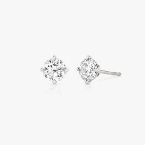 Solitaire Round Brilliant 14K Whitegold Studs w. Lab-Grown Diamonds