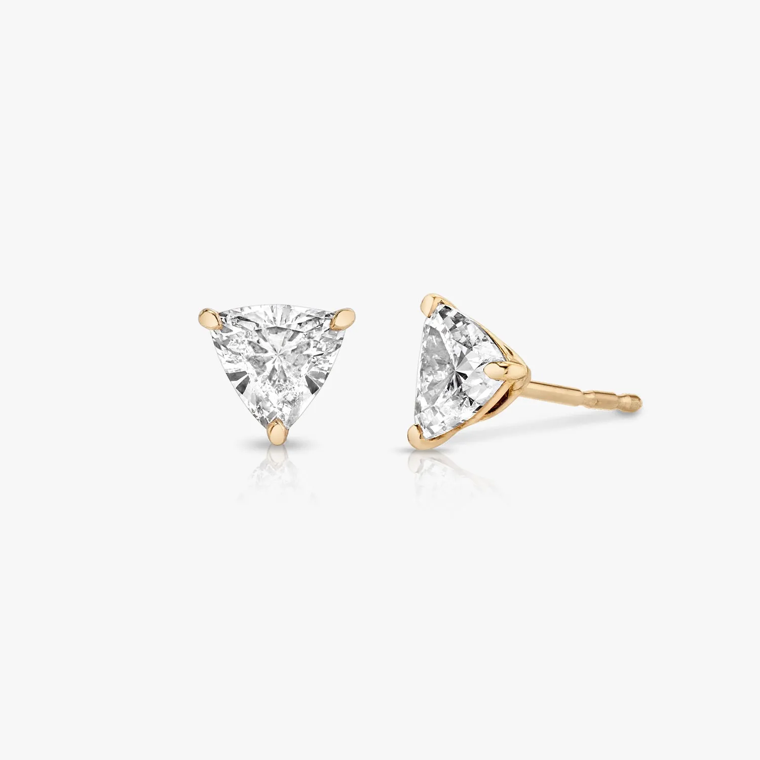 Solitaire Trillion 14K Rosegold Studs w. Lab-Grown Diamonds