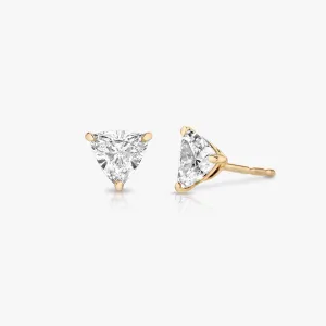 Solitaire Trillion 14K Rosegold Studs w. Lab-Grown Diamonds