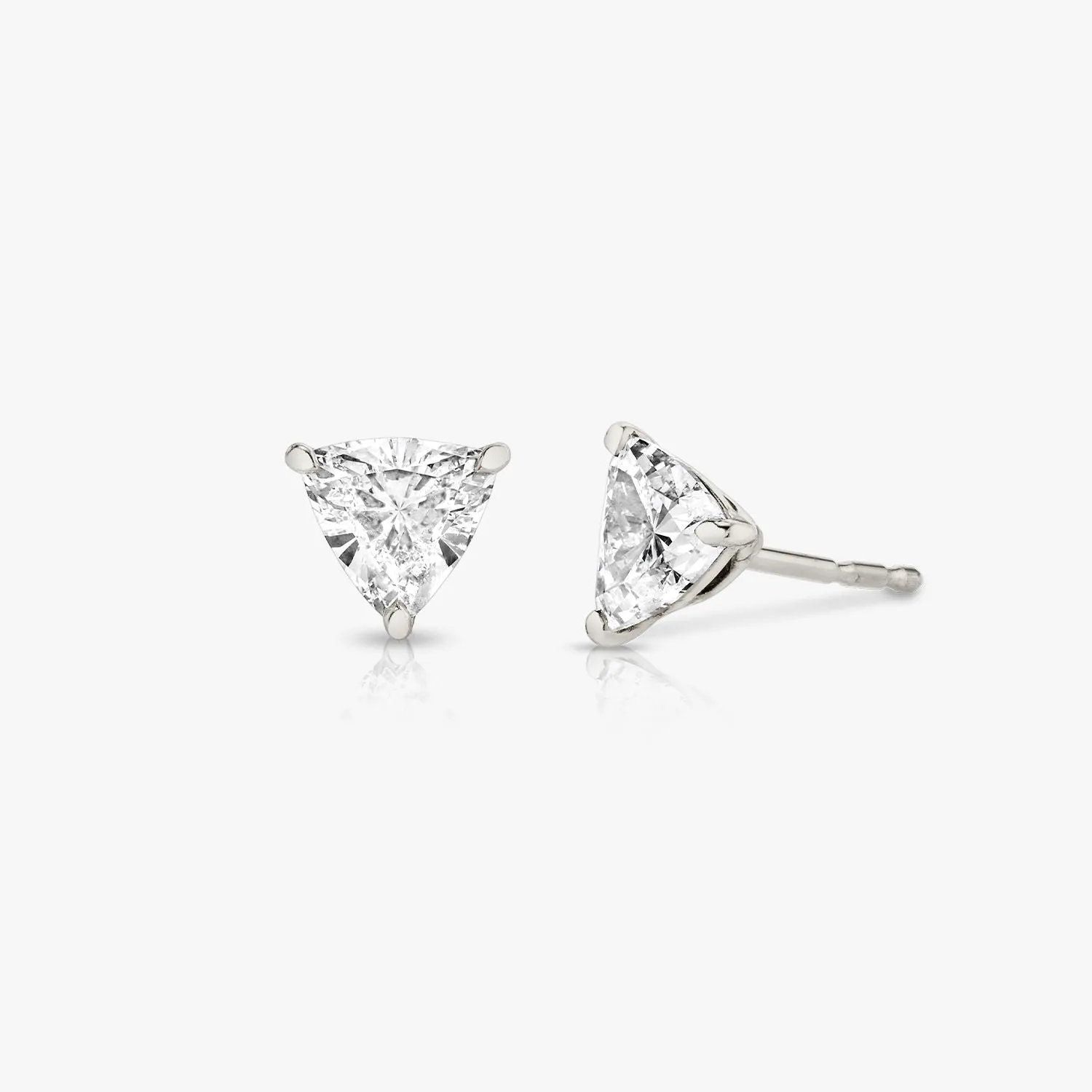 Solitaire Trillion 14K Rosegold Studs w. Lab-Grown Diamonds