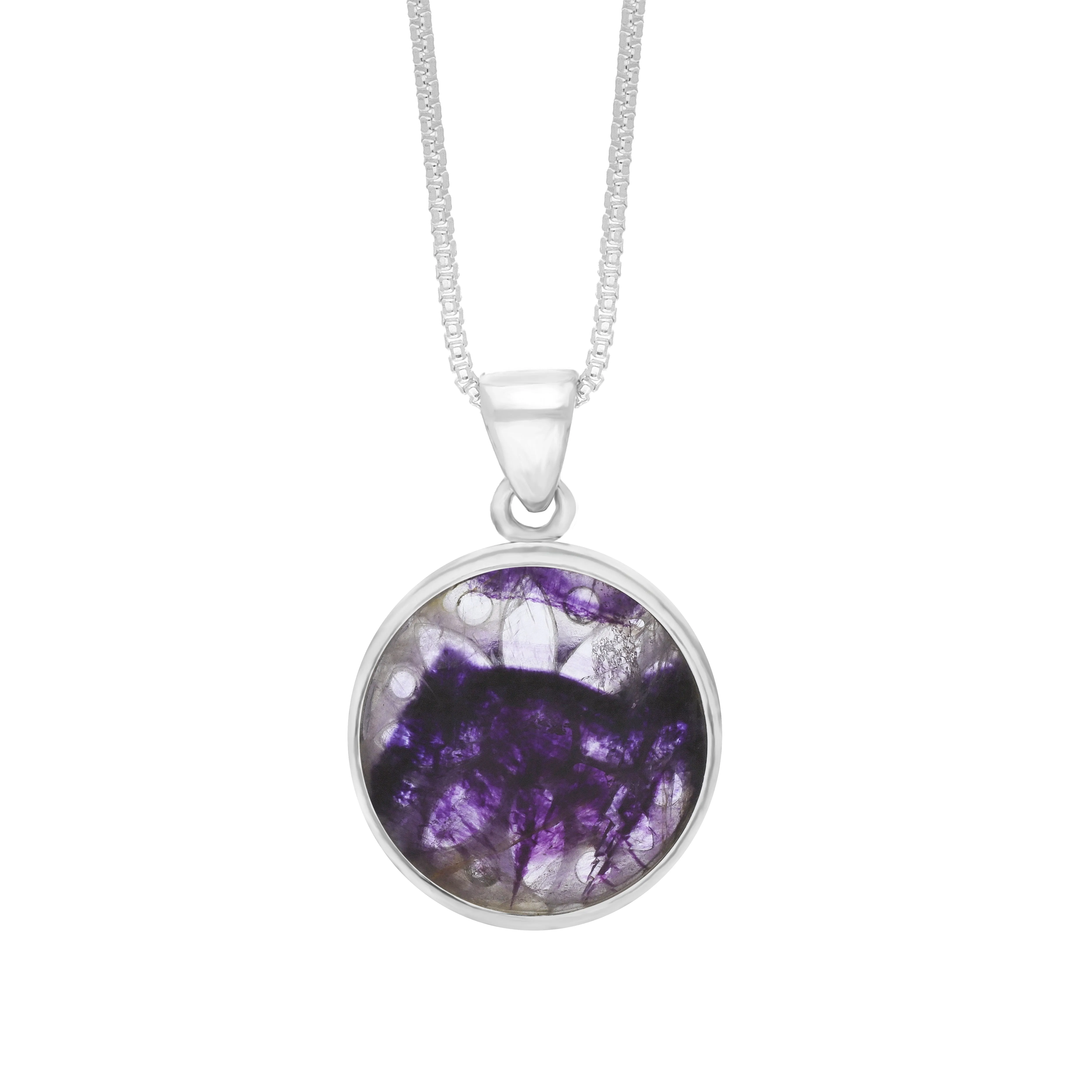 Sterling Silver 17mm Blue John Chatsworth Décor Round Sunflower Pendant