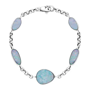 Sterling Silver 5 Stone Opal Doublet Abstract Bracelet D