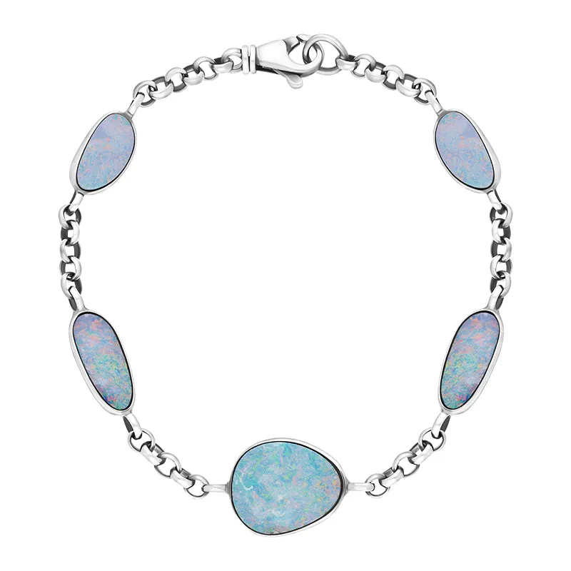 Sterling Silver 5 Stone Opal Doublet Abstract Bracelet D