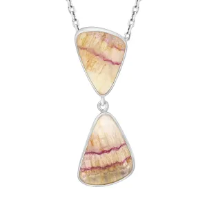 Sterling Silver Blue John 2 Stone Abstract Drop Necklace D
