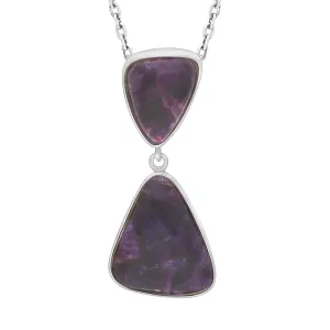 Sterling Silver Blue John 2 Stone Abstract Drop Necklace D